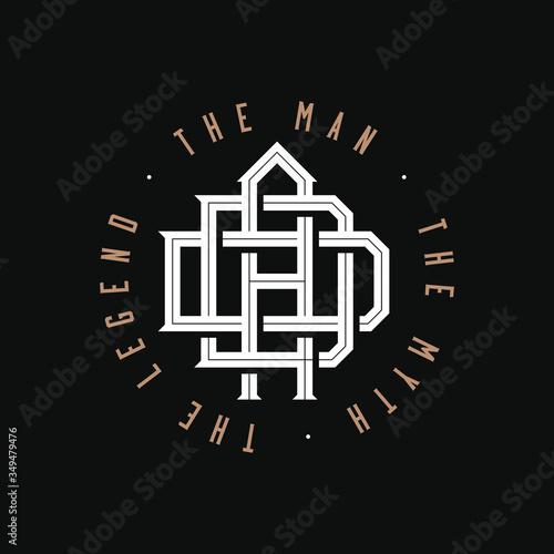 Dad. The man, the myth, the legend. Dad monogram logo emblem design on black background for t-shirt print or any personal gift or souvenir for fathers day or father birthday. Vector illustration