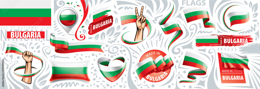 Vector set of the national flag of Bulgaria in various creative designs Vector set of the national flag of Bulgaria in various creative designs