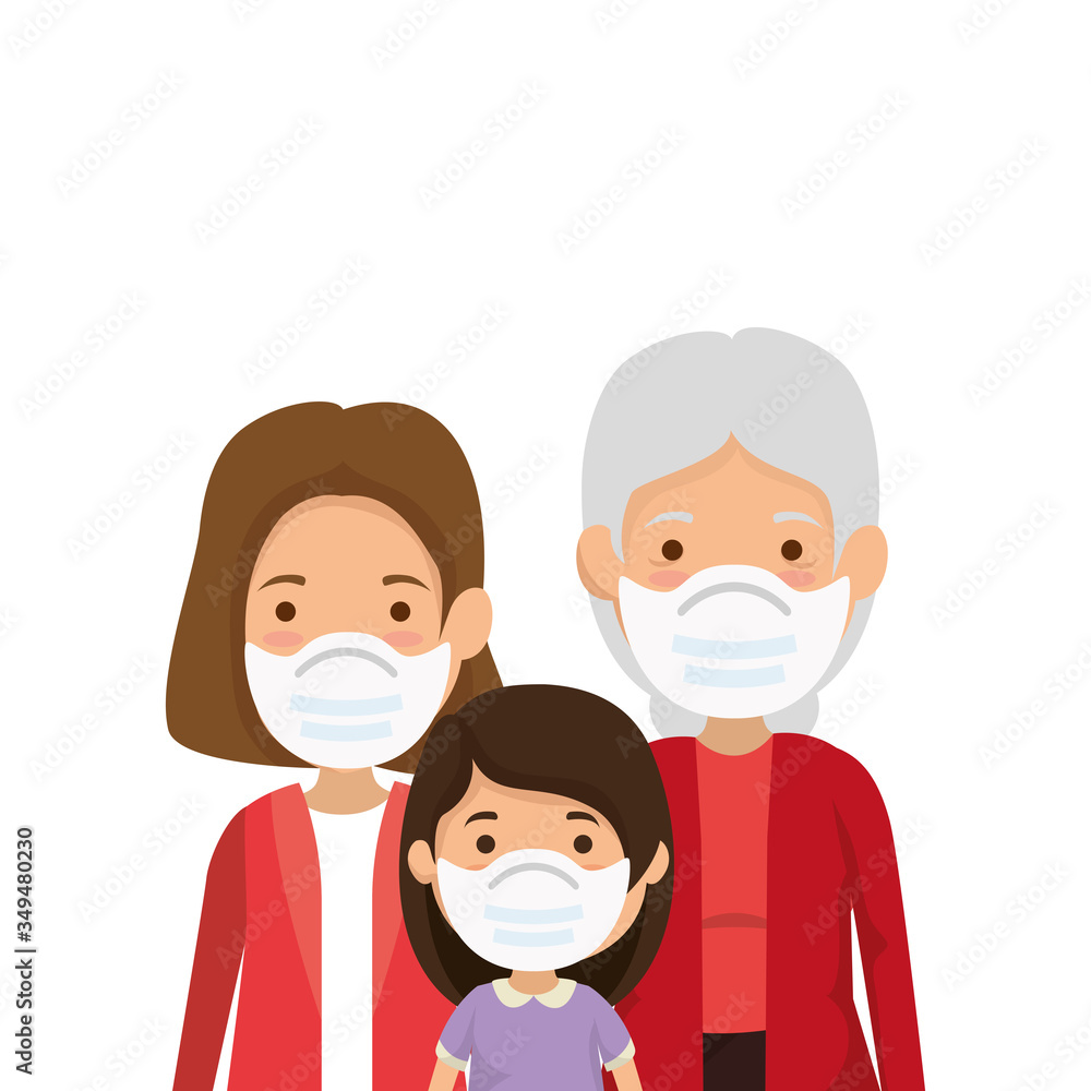 cute family members using face mask vector illustration design cute family members using face mask vector illustration design