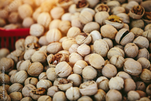 Pile of walnuts at Farmers' market