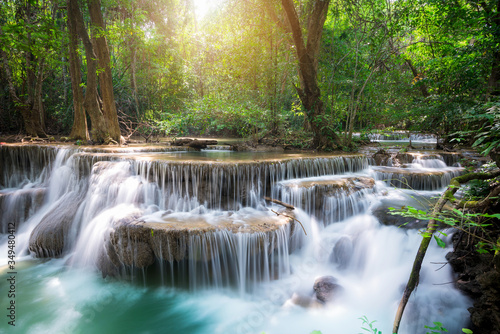 Fototapeta Naklejka Na Ścianę i Meble -  Huay Mae Khamin waterfall in tropical forest, Thailand	
