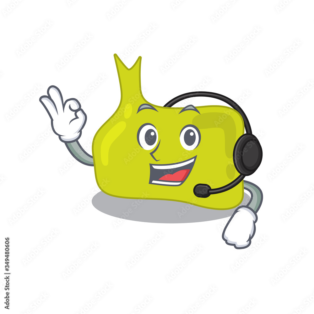 A stunning pituitary mascot character concept wearing headphone A stunning pituitary mascot character concept wearing headphone