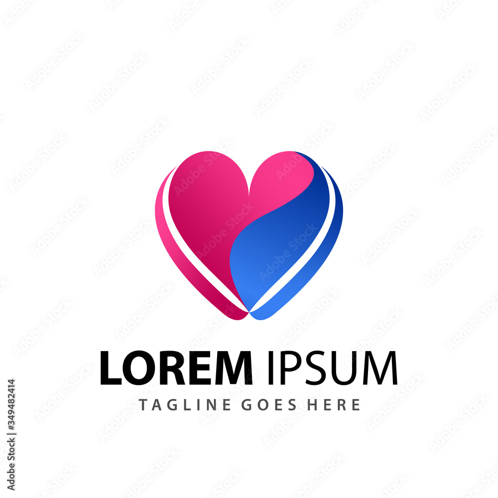 Water Love Modern Logo Design 3D Template Premium