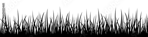 Vector decorative seamless pattern with black grass leaves on white background