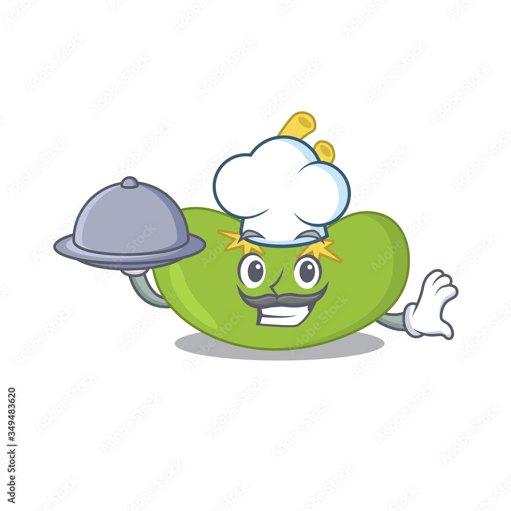 mascot design of spleen chef serving food on tray