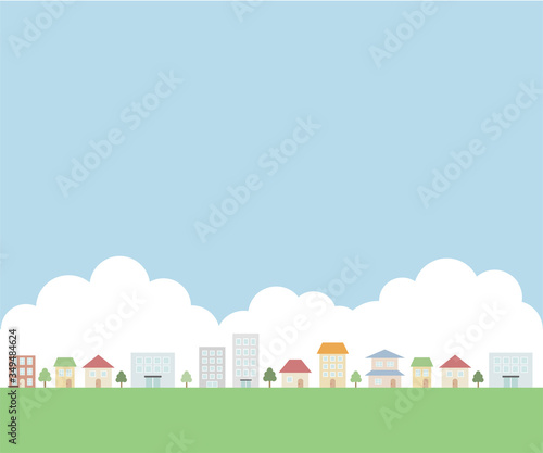 街並みの背景イラスト／町／シンプル