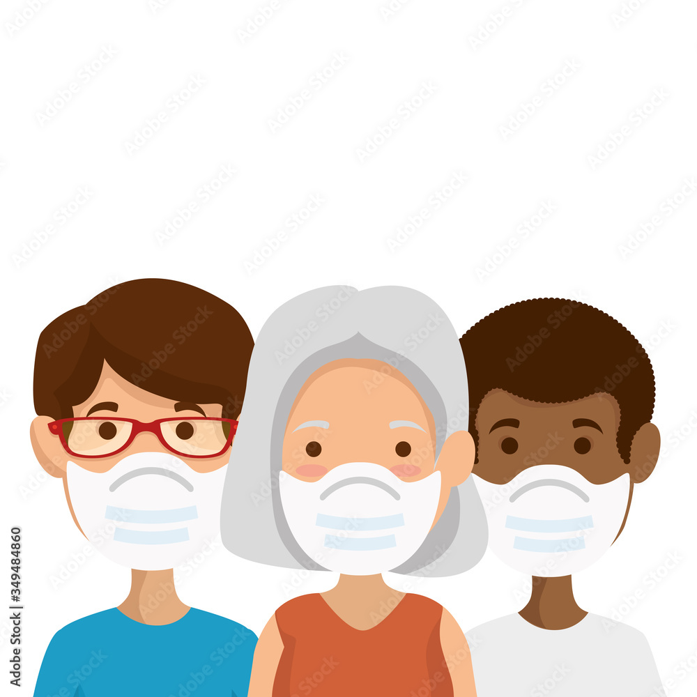 members family using face mask vector illustration design members family using face mask vector illustration design