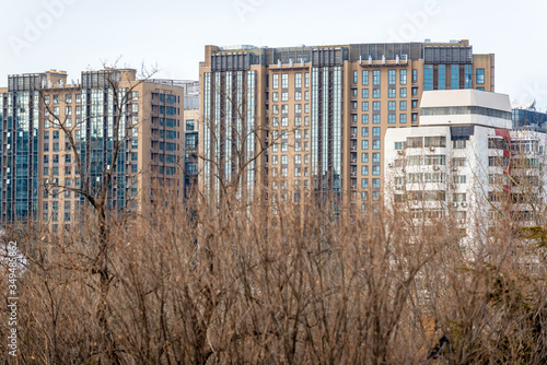 View from Ritan park on apartment houses in Chaoyang area of Beijing city, China