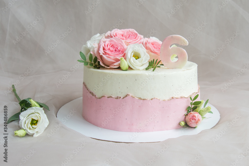 birthday cake with pink roses birthday cake with pink roses