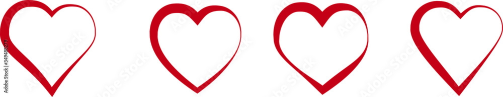 Red heart icons set vector Red heart icons set vector