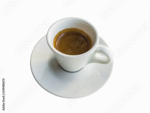 Isolated coffee in a white cup, close up