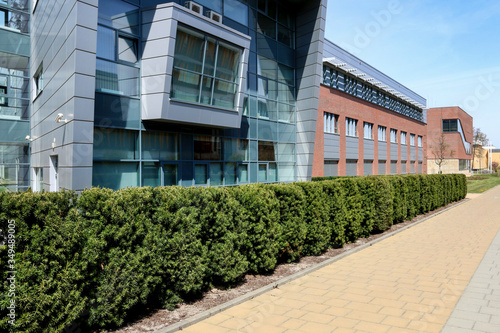 KRAKOW,POLAND - APRIL 24, 2020: The Jagiellonian University. Modern campus buildings photo