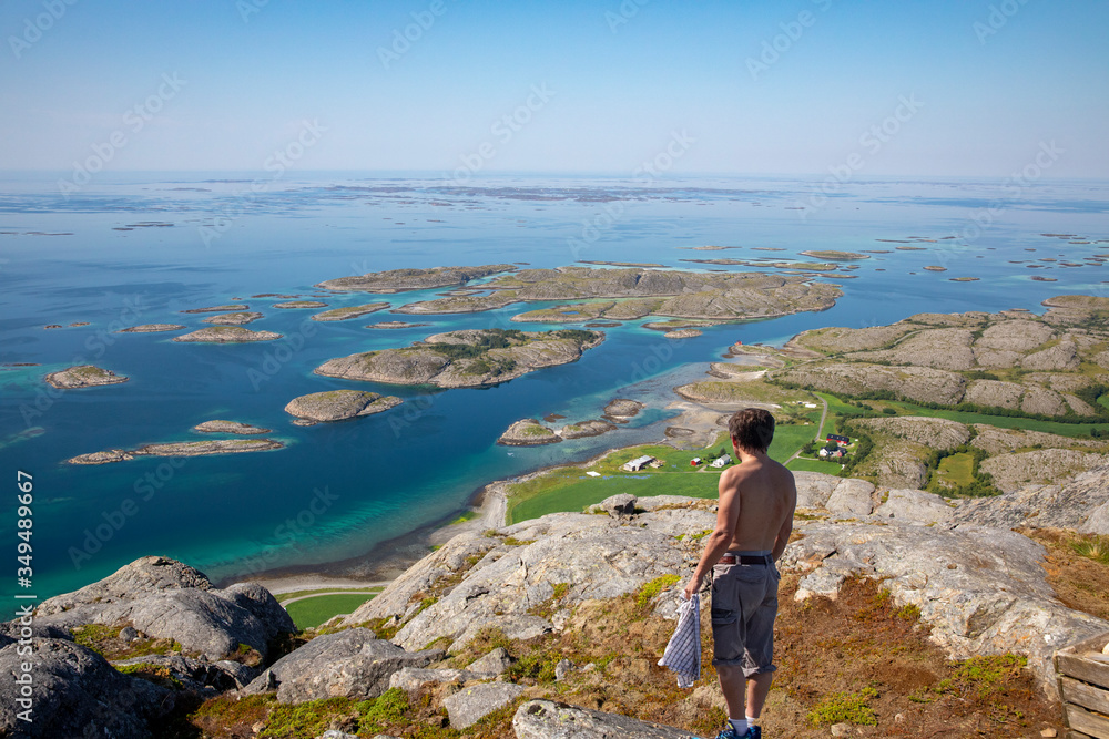 Fototapeta premium Hike up the Vega stairs on Vega Island in Nordland county
