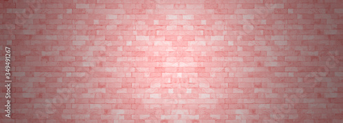 Pastel pink brick wall texture grunge sweet wallpaper vintage stonewall for room baby girl design interior, backdrop cafe, nursery woman concept.