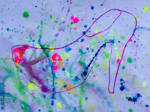 Photo Modern Dripped paint colorful background design element jackson pollock style