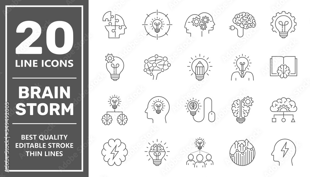 Photography Brainstorming Line Icons Set