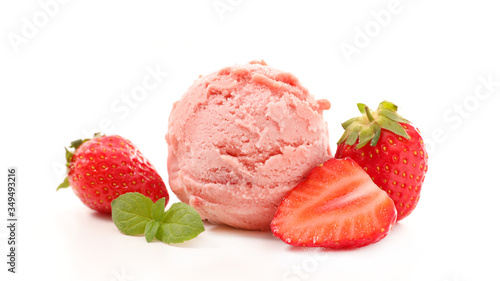 strawberry ice cream isolated on white background