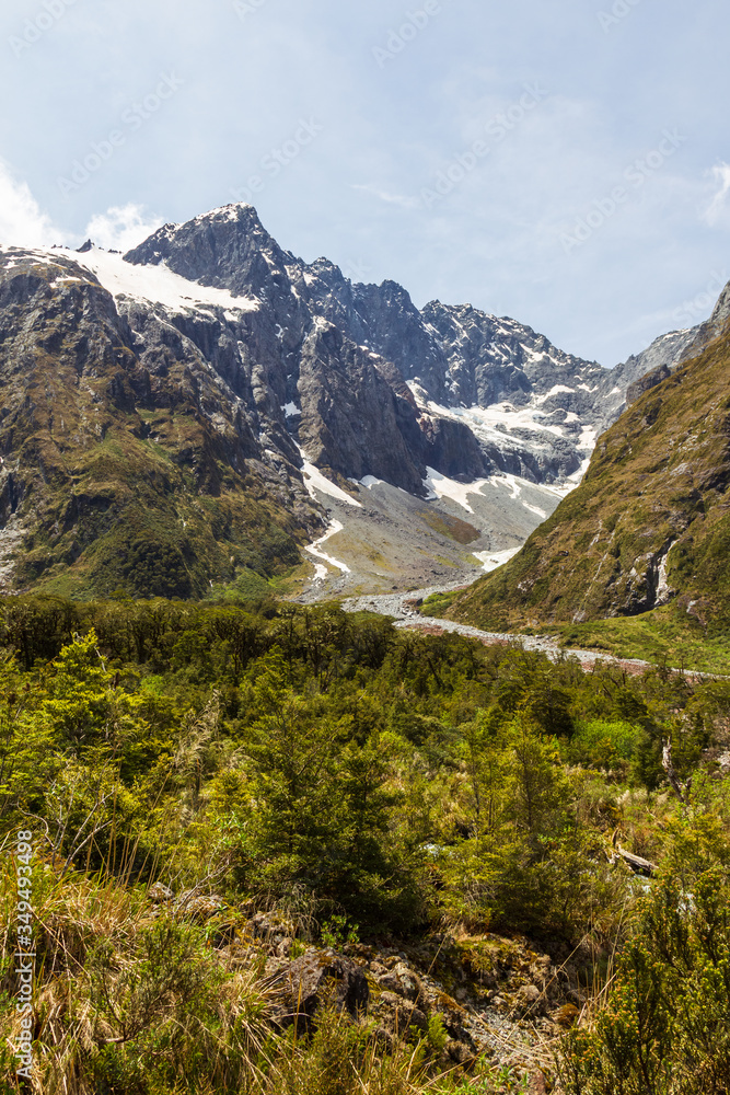 Landscapes of the South Island. Traces of the glacier near the road from Te Anau to Fiordland. New Zealand