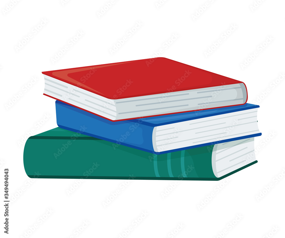 Concept stack book school stuff isolated on white, cartoon vector illustration. Study material school and university textbook. Concept stack book school stuff isolated on white, cartoon vector illustration. Study material school and university textbook.
