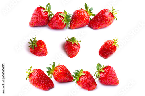 Juicy and beautiful strawberries on isolated white background