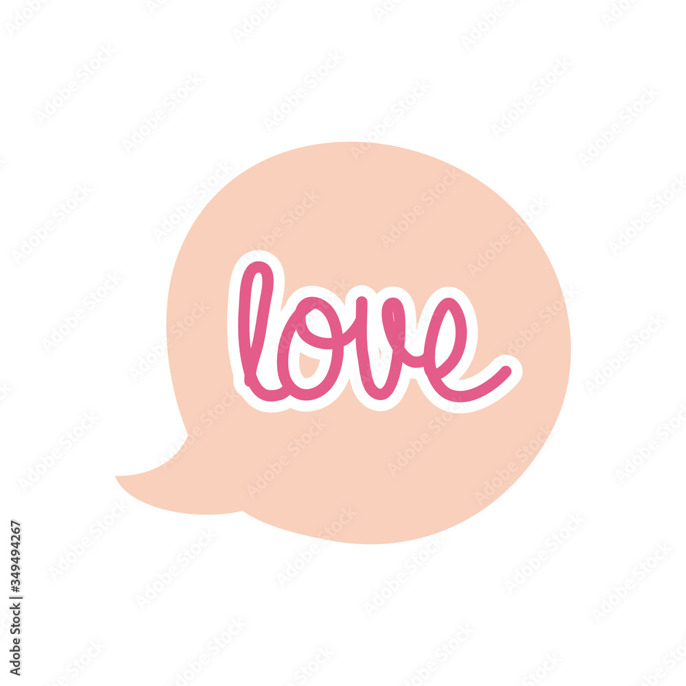 speech bubble with love lettering design, flat style speech bubble with love lettering design, flat style