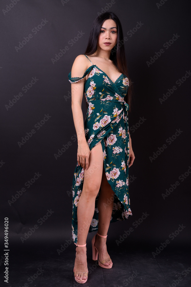 Full body shot of young beautiful Asian transgender woman Stock Photo |  Adobe Stock