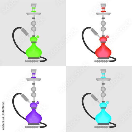 Set of Colorful Hookah Nargile, Hubbly Bubbly, Shisha - Icon Illustration Vector Isolated