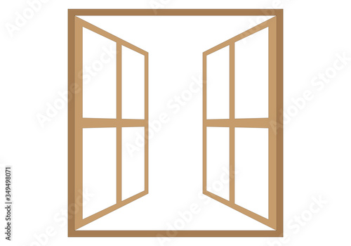 Ventanas de madera abiertas sobre fondo blanco.