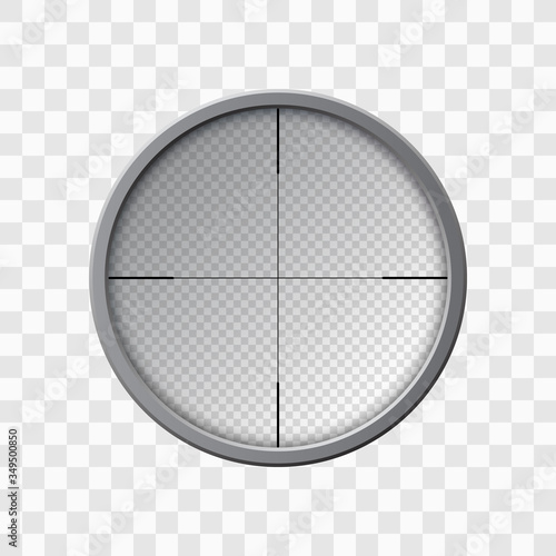 Sniper rifle scope. Weapon aim. Template of optical glass. Target concept. Vector illustration