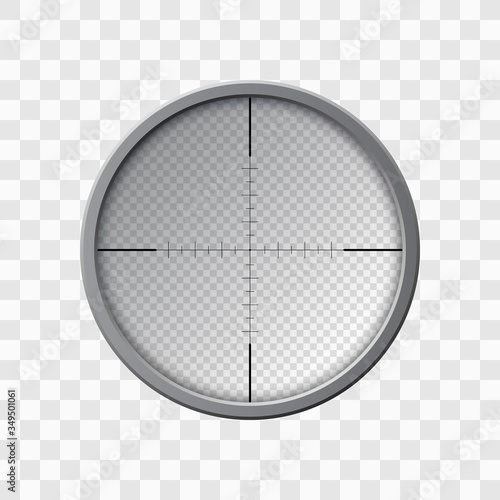 Sniper rifle scope. Weapon aim. Template of optical glass. Target concept. Vector illustration
