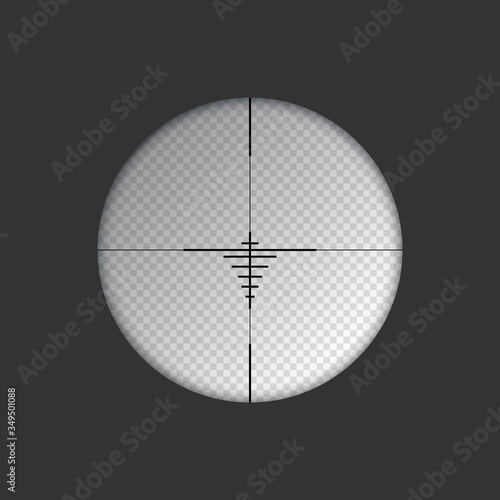 Sniper rifle scope. Weapon aim. Template of optical glass. Target concept. Vector illustration