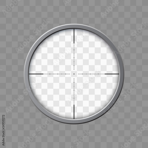 Sniper rifle scope. Weapon aim. Template of optical glass. Target concept. Vector illustration