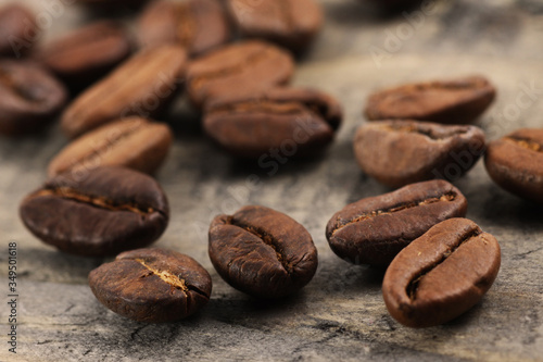 Close up shoot of medium roasted arabica coffee beans
