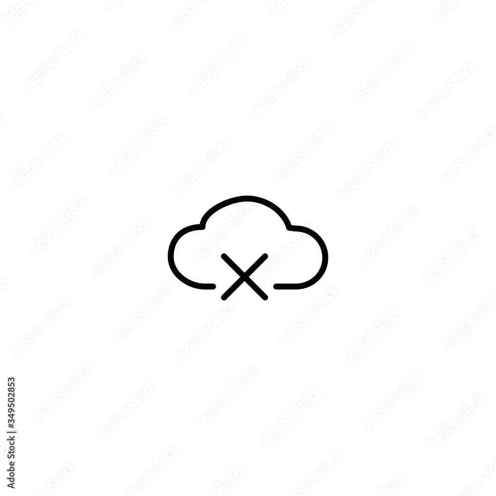 Cloud with cancel sign. Line icon design. Cloud with cancel sign. Line icon design.