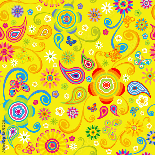 Vector seamless - Chinese flower pattern with butterfly