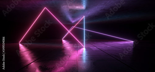 Cyber Underground Tunnel Corridor Neon Beam Lasers Glowing Purple Blue Vibrant Rough Concrete Floor Empty Dark Background Spaceship Sci Fi 3D Rendering
