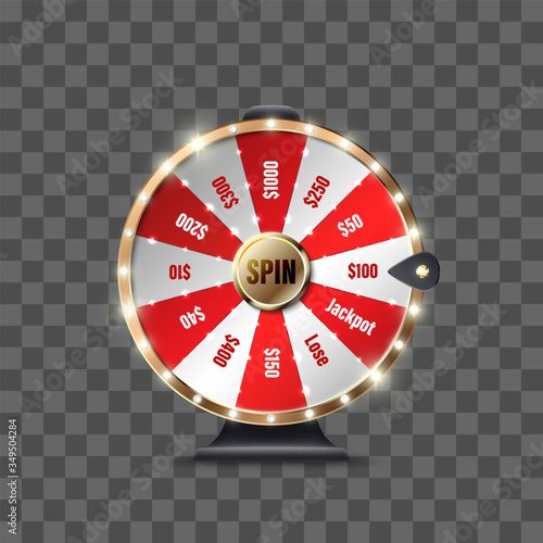 Wheel of Fortune to play and win the jackpot isolated on transparent background. Roulette of luck. Win fortune roulette. Big win. Vector illustration