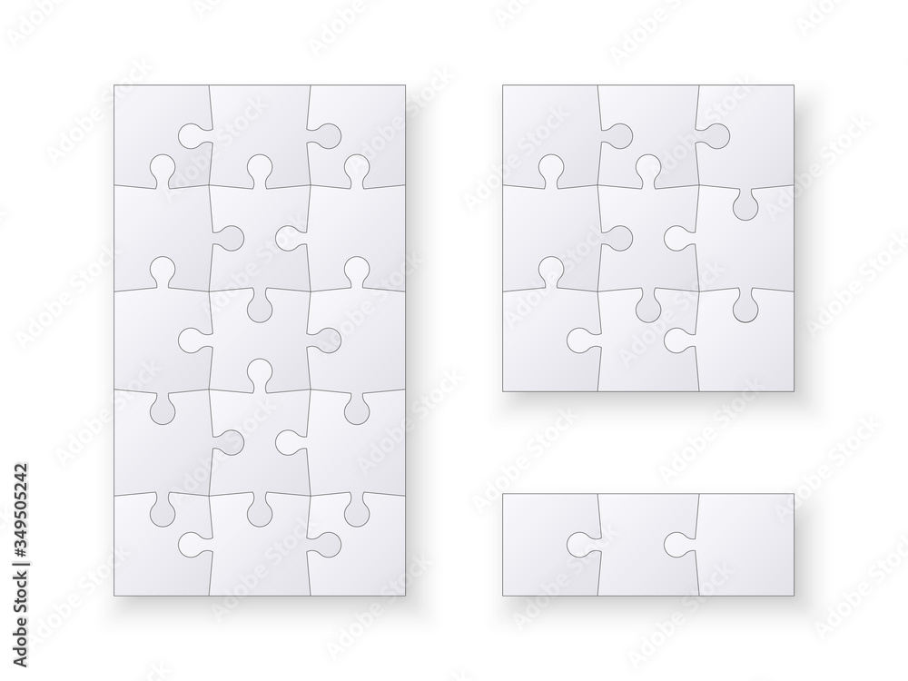 Set of jigsaw puzzle templates. Many puzzle pieces isolated on a white background. Vector illustration Set of jigsaw puzzle templates. Many puzzle pieces isolated on a white background. Vector illustration