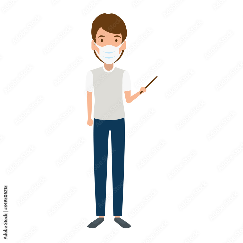 teacher using face mask isolated icon vector illustration design teacher using face mask isolated icon vector illustration design