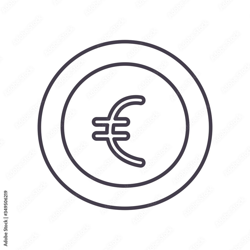 euro coin line style icon vector design