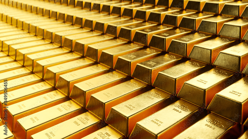 Fototapeta premium Gold bars and Financial concept,3d rendering,conceptual image.