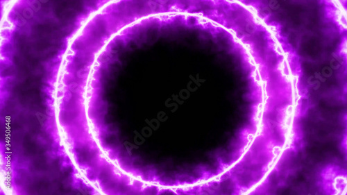 Dynamic abstract tunnel. Circles of purple radiance are moving