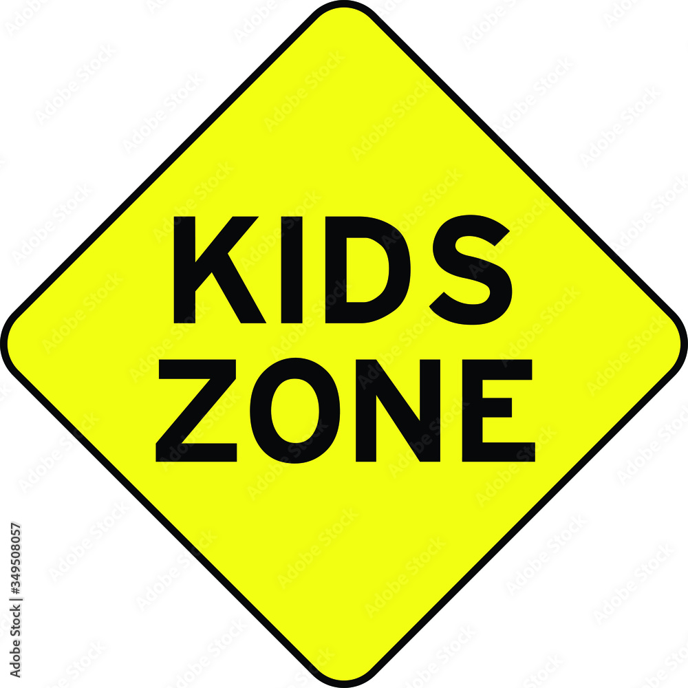 kids zone yellow warning sign kids zone yellow warning sign