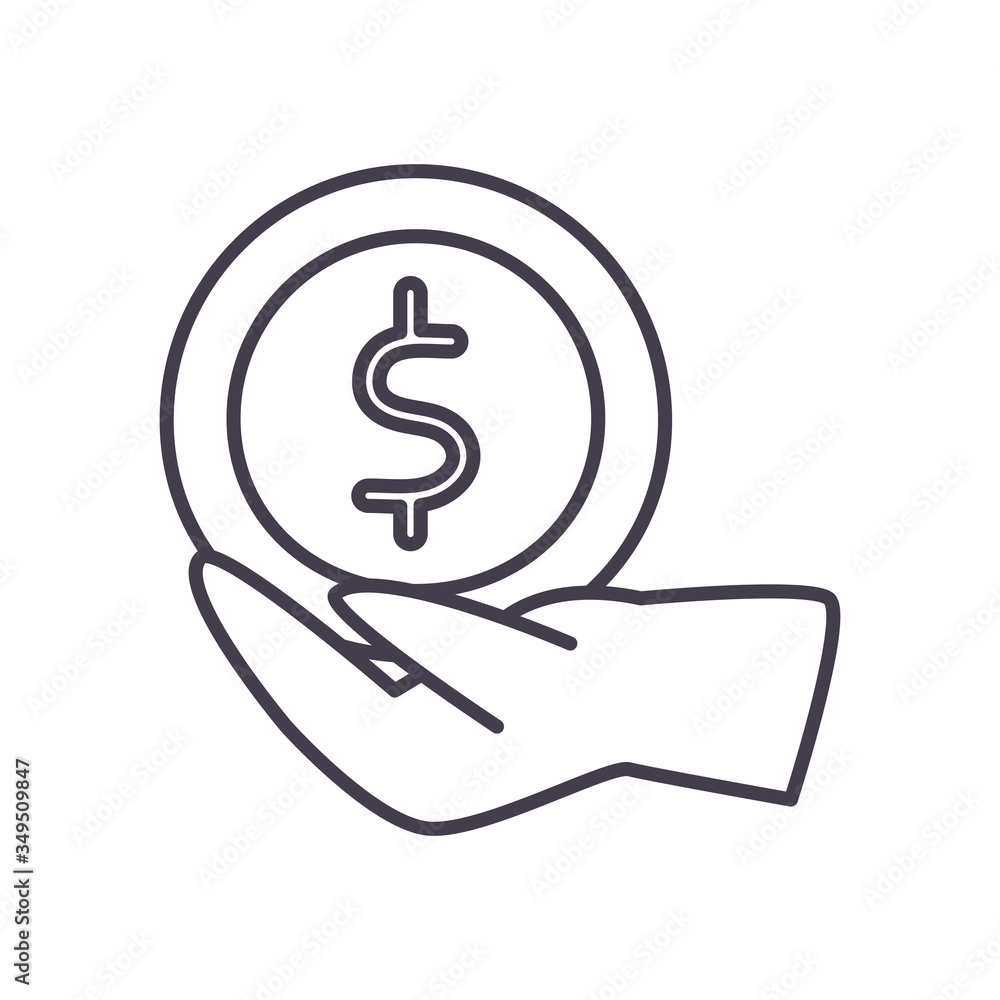 coin over hand line style icon vector design coin over hand line style icon vector design