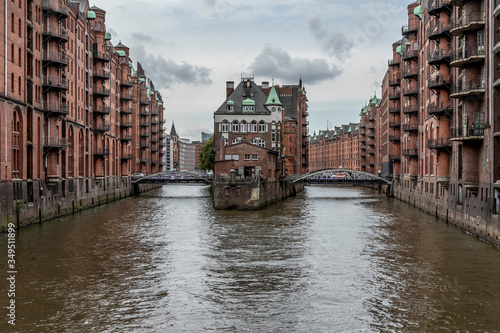 Blick auf das Teekontor in der Speicherstadt in Hamburg, Deutschland