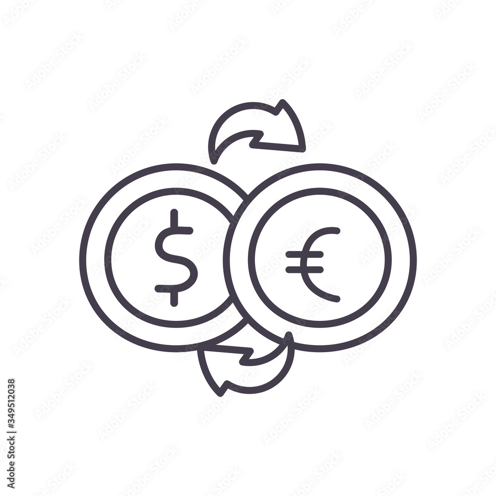 euro and dollar coins line style icon vector design euro and dollar coins line style icon vector design
