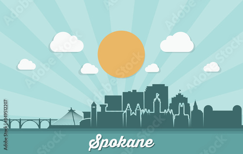 Spokane skyline - Washington, United States of America, USA - vector illustration
