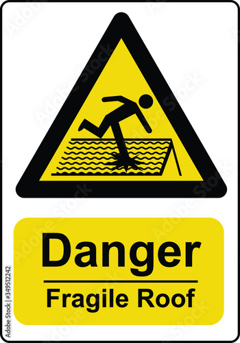 Danger fragile roof warning sign