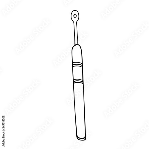 Spoon UNO for manual cleaning of problem skin place. The concept of cosmetology, skin care. Vector element in doodle style.