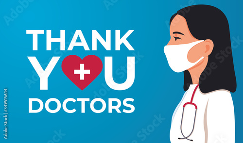 Thank you doctor and Nurses and medical personnel. Vector illustration